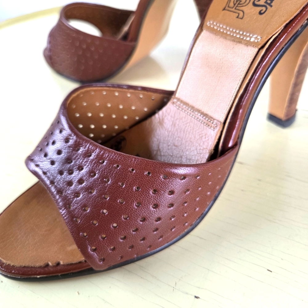 Vintage Foot Works Sling O Lators Brown Leather Women's Mules 6M - Picture 6 of 16